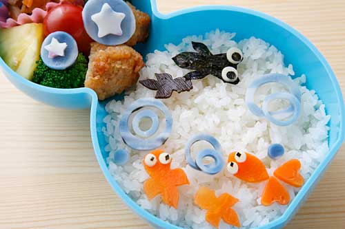金魚と朝顔弁当