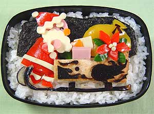 サンタクロースとポインセチア
