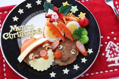 クリスマスの飾り切り—-サンタとトナカイ