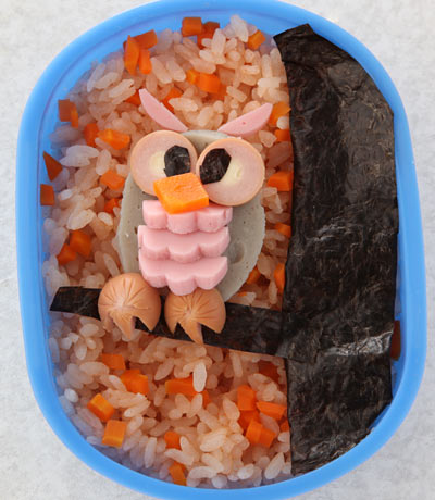 ふくろう弁当 – かんたん海苔弁お絵かき