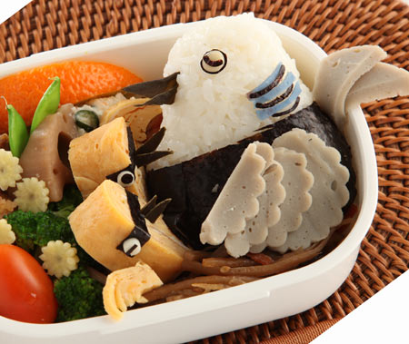20100806祝キジバト巣立ち弁当-おにぎりでハトを作る