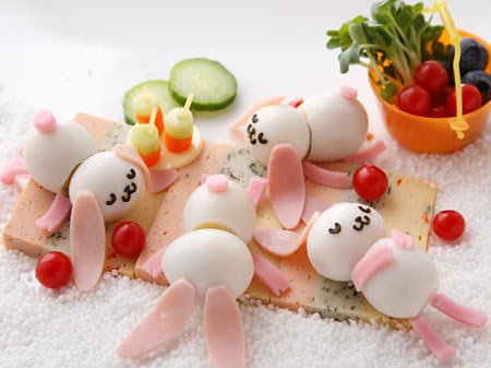 うさぎのお昼ね-うずらの卵-飾り切り