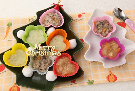 離乳食でクリスマスツリー