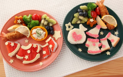 クリスマスのお子様ランチ　カニカマ　飾り切り