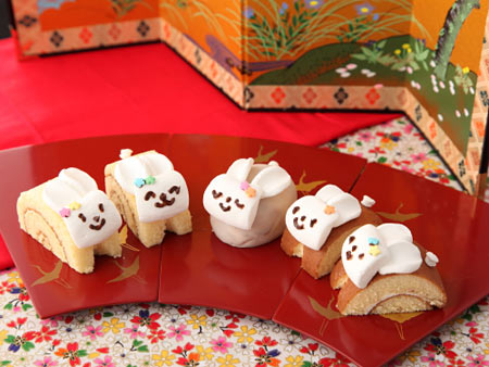 うさぎ　ロールケーキ　飾り切り