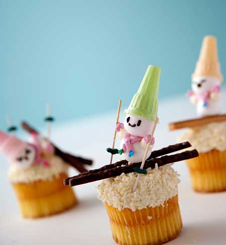 カップケーキでスキー　デコレーション