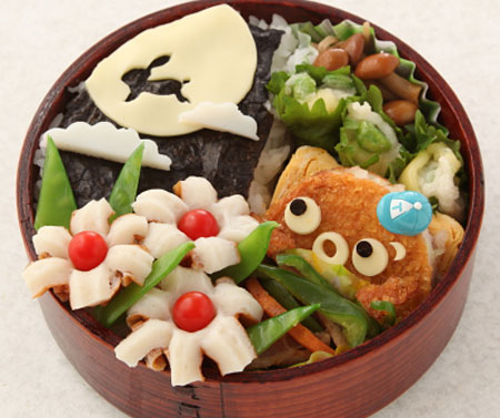 ふら吉のお月見　海苔弁当　飾り切り　ちくわ