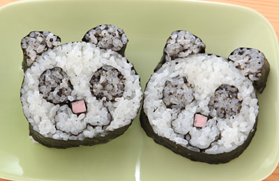 巻き寿司deお絵かき　　パンダ　かぼちゃ　スカル