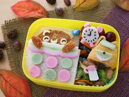ドキドキ　わくわく　明日は遠足　ふら吉弁当　　飾りきり　リュックサック　水筒　時計
