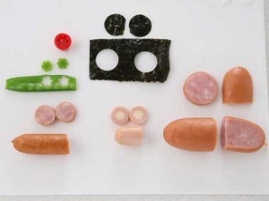 夏休み絵日記お弁当 バス 飾り切り