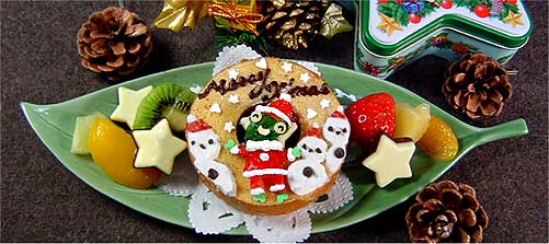 バームクーヘンでクリスマスケーキ