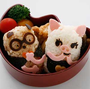 仲良しこぶたとたぬきの弁当