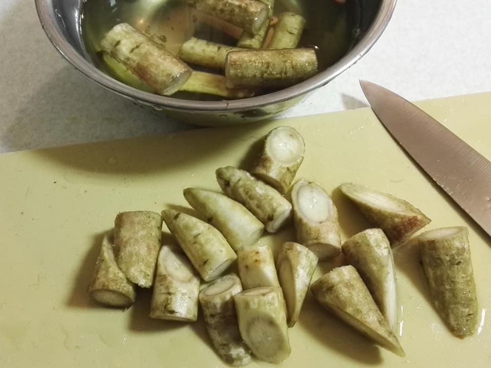 ゴボウ切りました