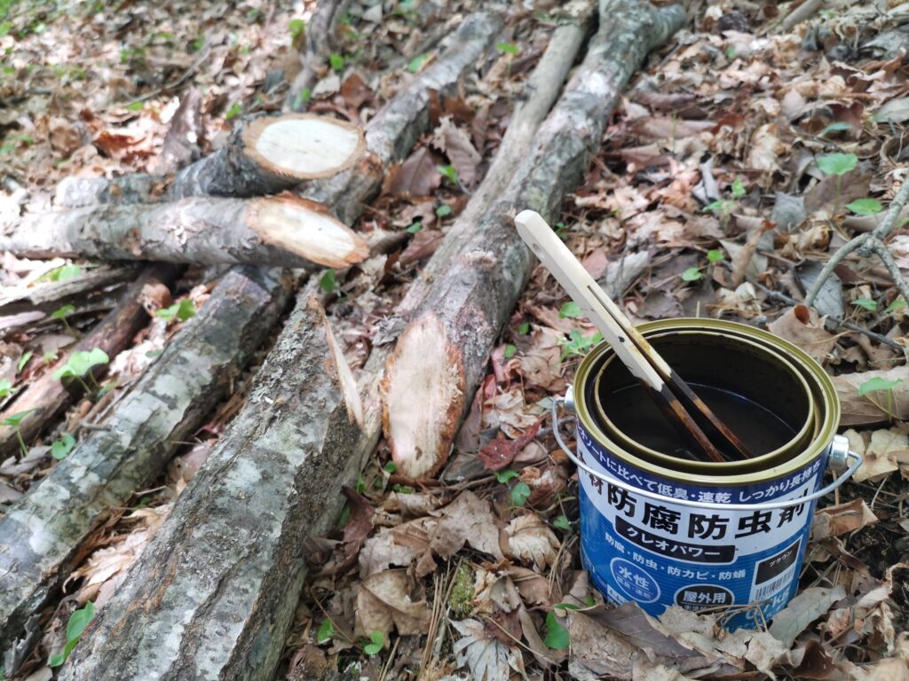 山の暮らし・ついにシイタケの原木を立てました！