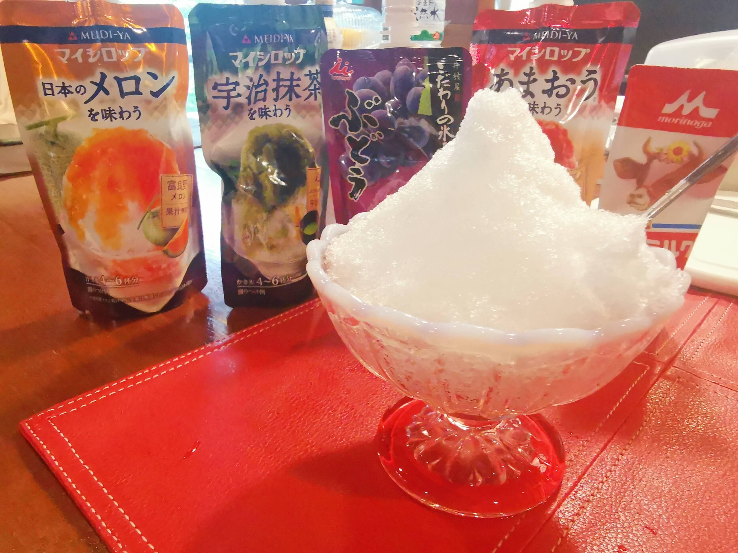今日のおやつ・かき氷始めました！シロップがこんな展開になっていたとは？？